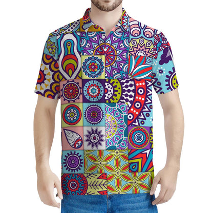 Mandala Tile Bohemian Pattern Print Men's Polo Shirt