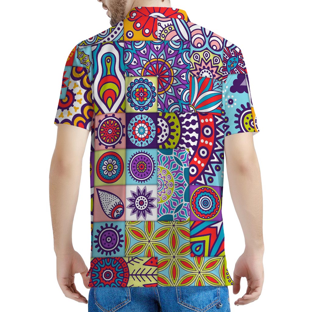 Mandala Tile Bohemian Pattern Print Men's Polo Shirt