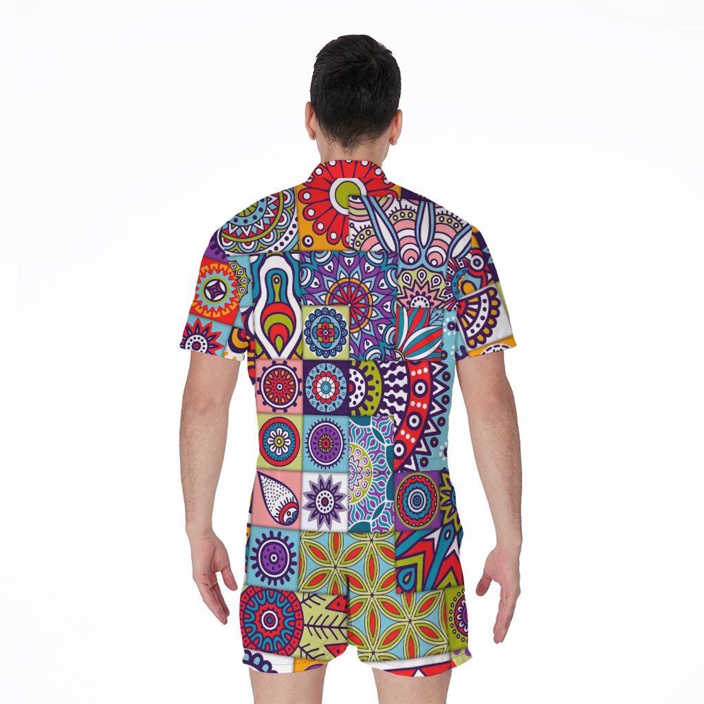 Mandala Tile Bohemian Pattern Print Men's Rompers