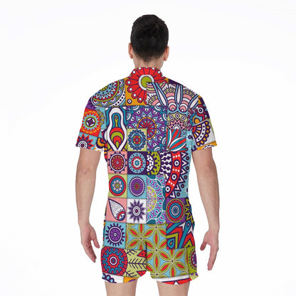 Mandala Tile Bohemian Pattern Print Men's Rompers