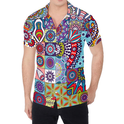 Mandala Tile Bohemian Pattern Print Men's Shirt