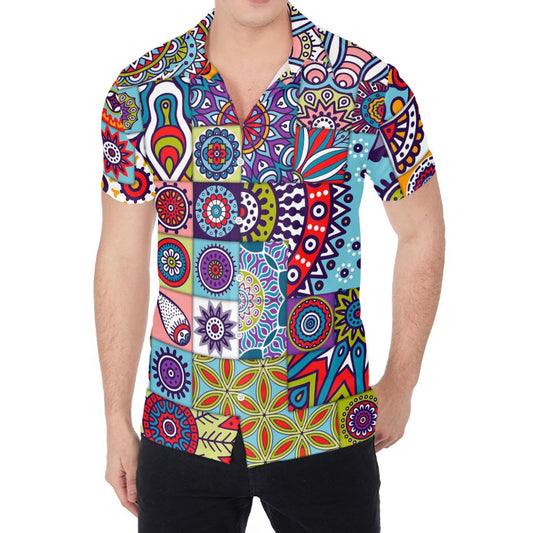 Mandala Tile Bohemian Pattern Print Men's Shirt