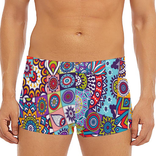 Mandala Tile Bohemian Pattern Print Men's Short Boxer Briefs