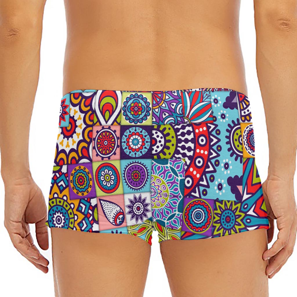 Mandala Tile Bohemian Pattern Print Men's Short Boxer Briefs