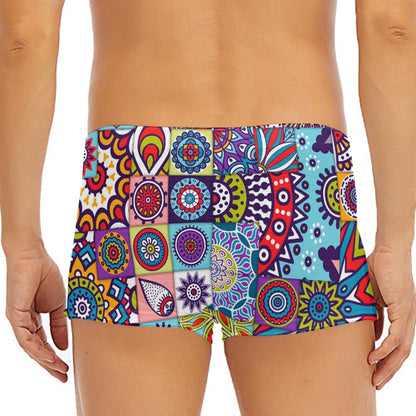 Mandala Tile Bohemian Pattern Print Men's Short Boxer Briefs