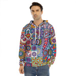 Mandala Tile Bohemian Pattern Print Men's Velvet Pullover Hoodie