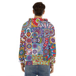 Mandala Tile Bohemian Pattern Print Men's Velvet Pullover Hoodie