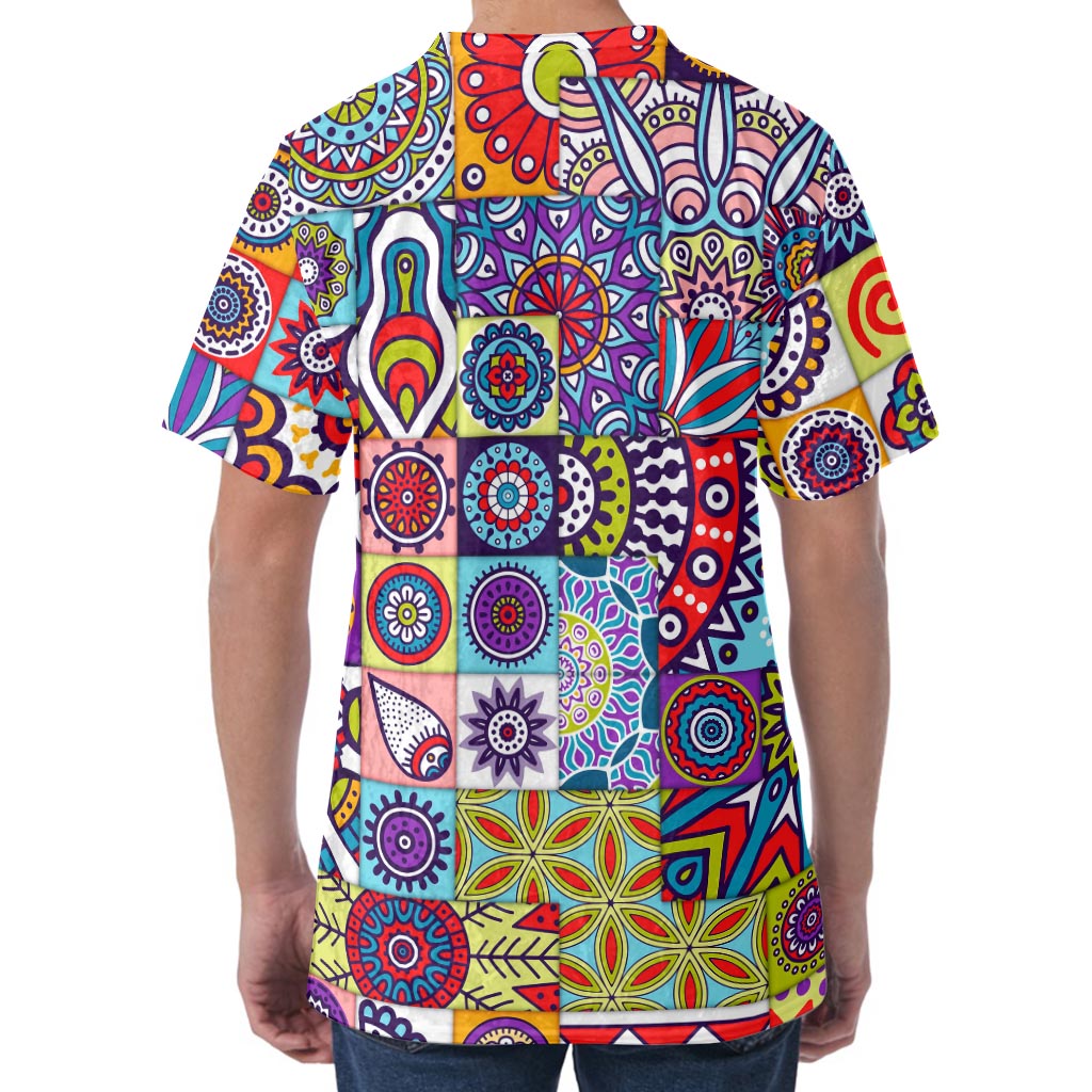 Mandala Tile Bohemian Pattern Print Men's Velvet T-Shirt