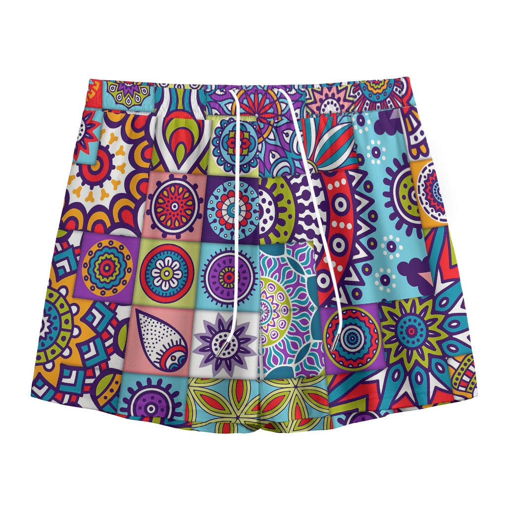 Mandala Tile Bohemian Pattern Print Mesh Shorts