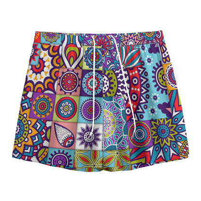 Mandala Tile Bohemian Pattern Print Mesh Shorts