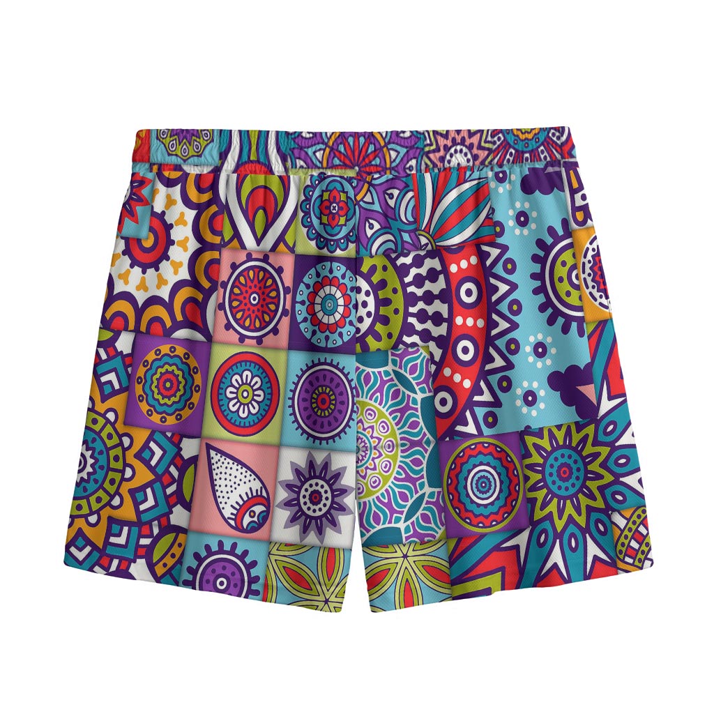 Mandala Tile Bohemian Pattern Print Mesh Shorts