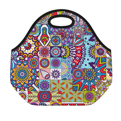 Mandala Tile Bohemian Pattern Print Neoprene Lunch Bag
