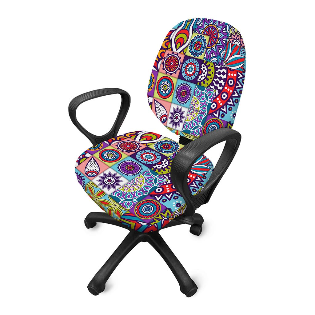 Mandala Tile Bohemian Pattern Print Office Chair Cover