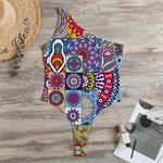 Mandala Tile Bohemian Pattern Print One Shoulder Bodysuit