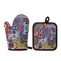 Mandala Tile Bohemian Pattern Print Oven Mitt And Pot Holder Set