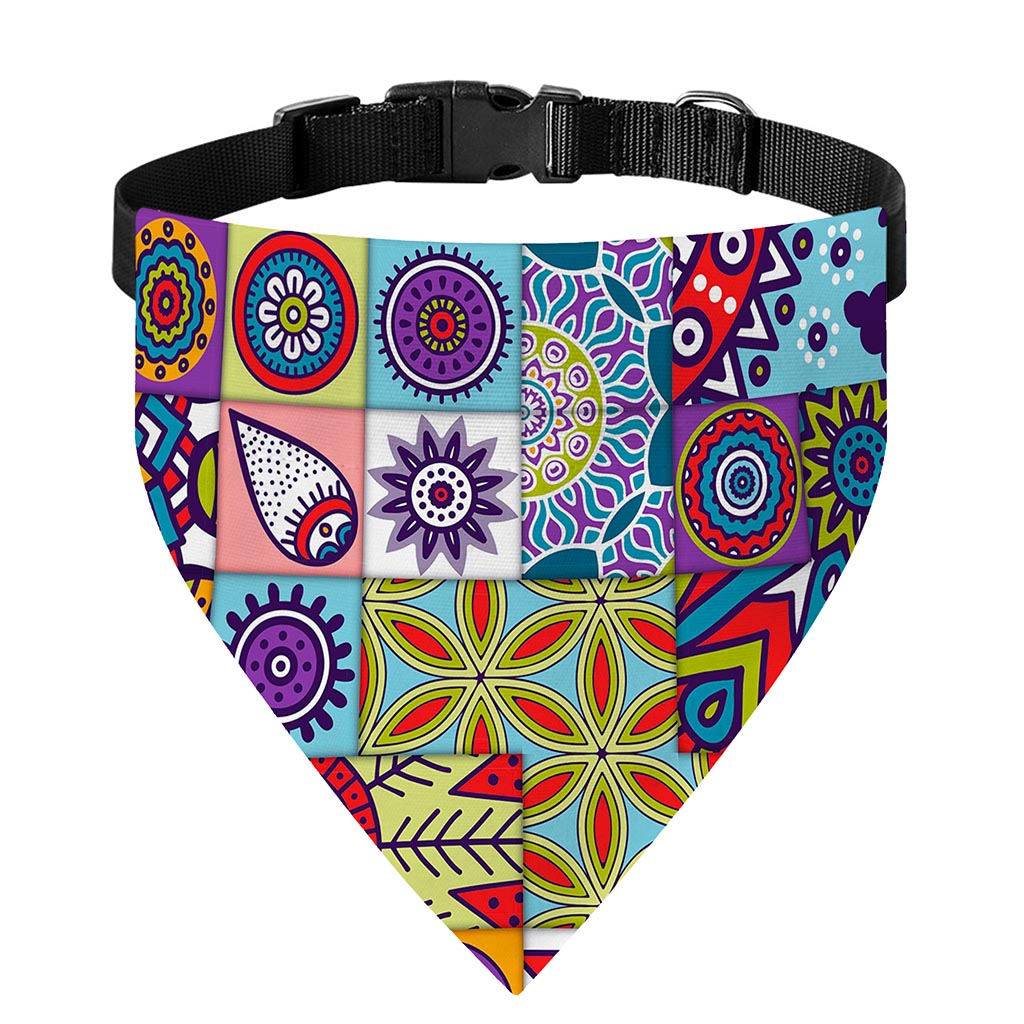 Mandala Tile Bohemian Pattern Print Over The Collar Dog Bandana