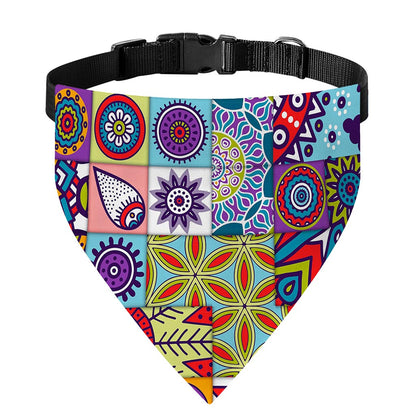 Mandala Tile Bohemian Pattern Print Over The Collar Dog Bandana
