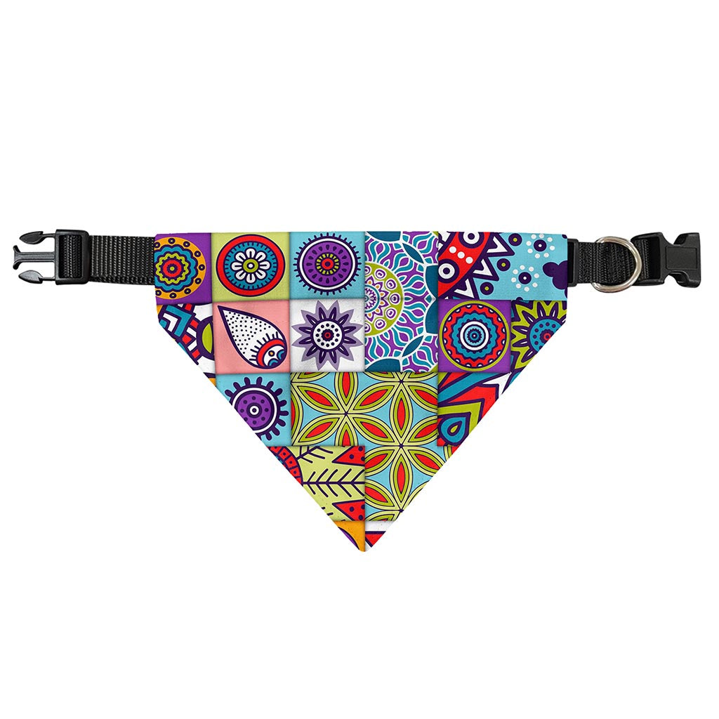 Mandala Tile Bohemian Pattern Print Over The Collar Dog Bandana