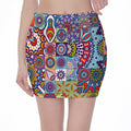 Mandala Tile Bohemian Pattern Print Pencil Mini Skirt