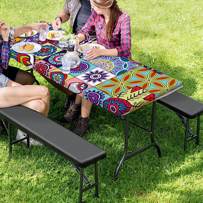 Mandala Tile Bohemian Pattern Print Picnic Table Cover