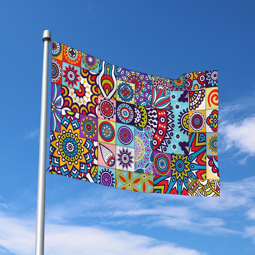 Mandala Tile Bohemian Pattern Print Polyester Flag