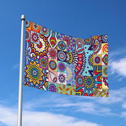 Mandala Tile Bohemian Pattern Print Polyester Flag