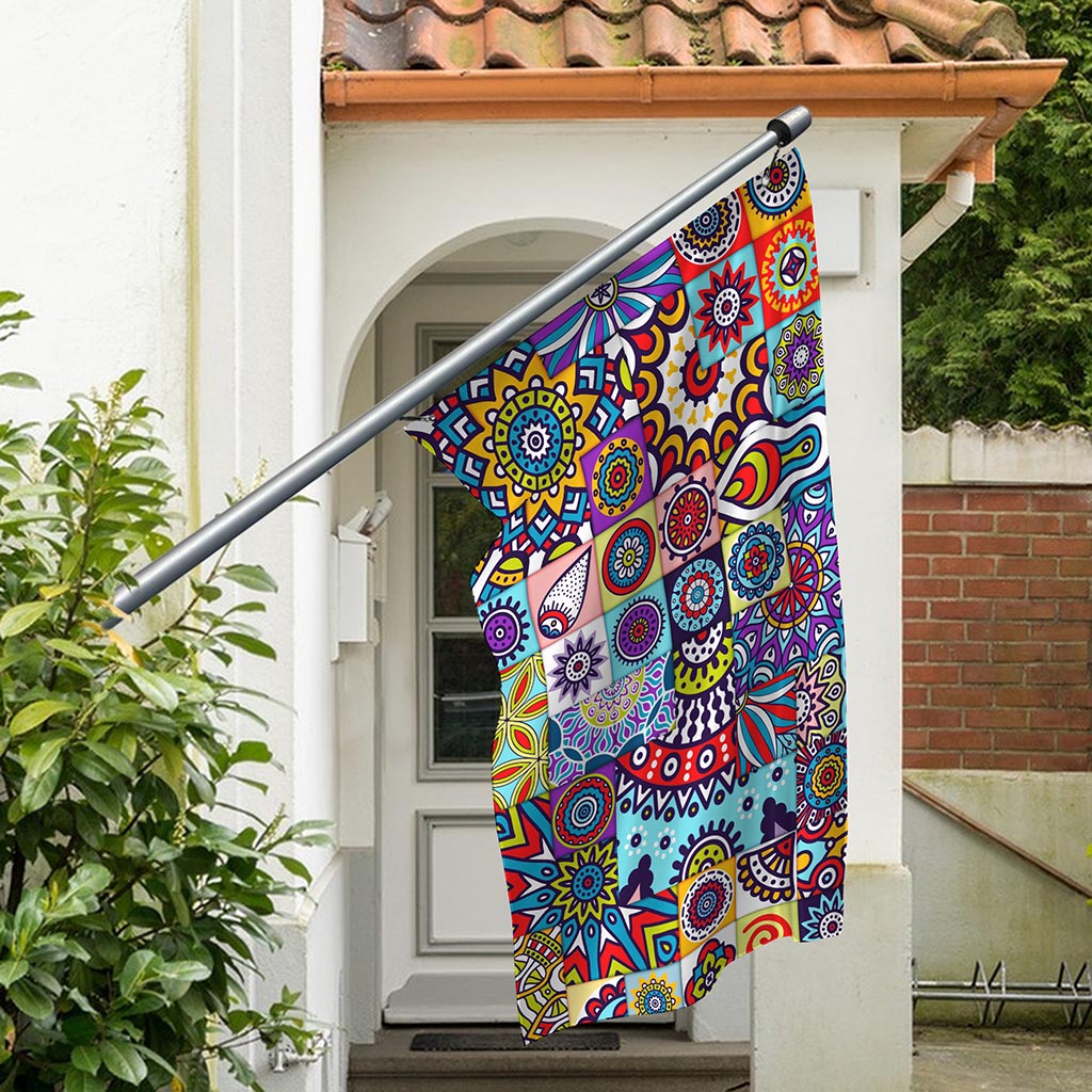 Mandala Tile Bohemian Pattern Print Polyester Flag