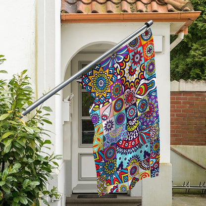 Mandala Tile Bohemian Pattern Print Polyester Flag