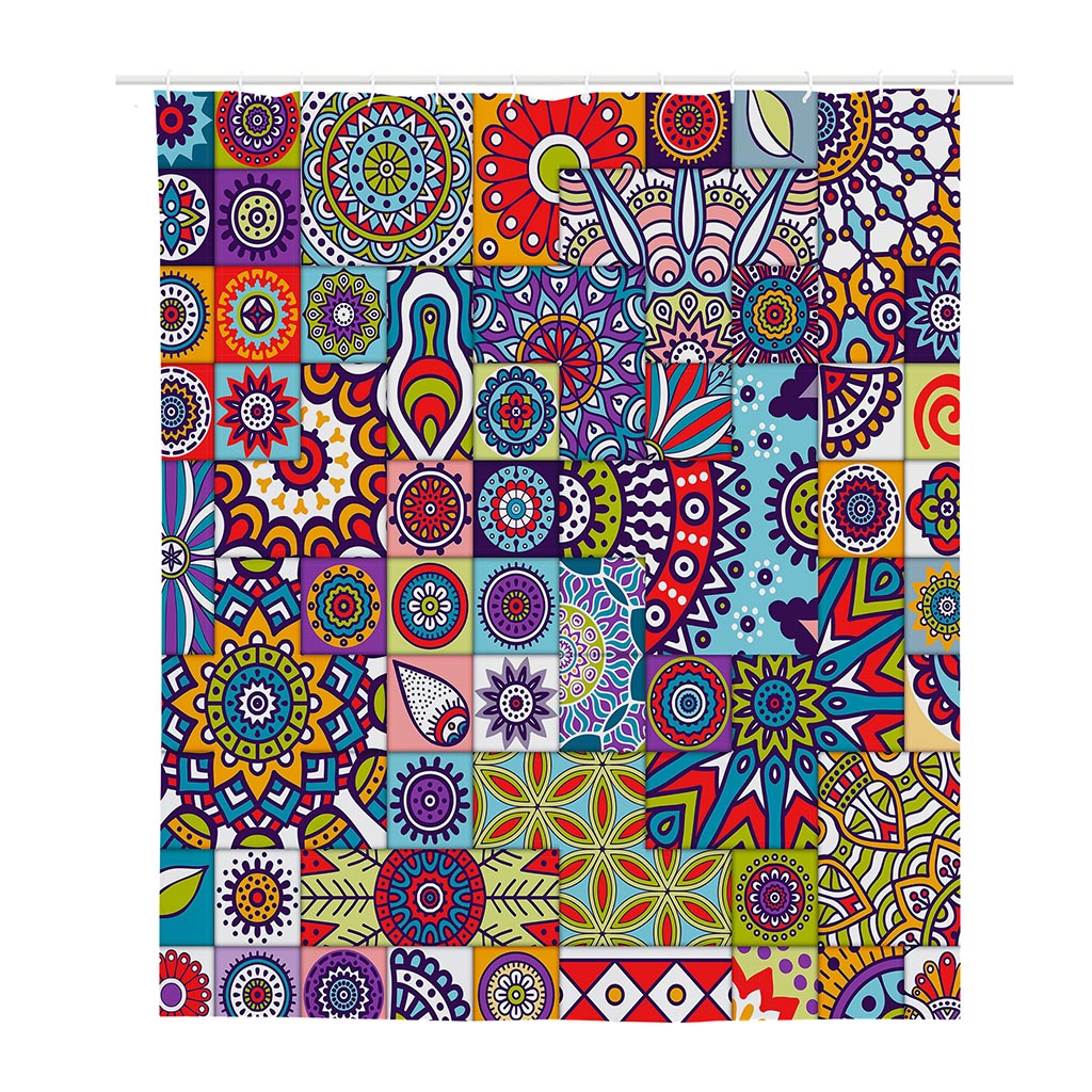 Mandala Tile Bohemian Pattern Print Polyester Shower Curtain