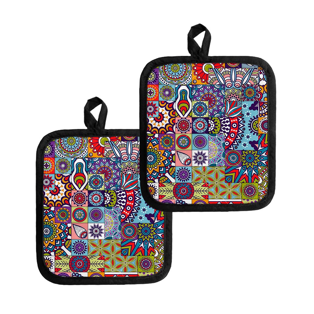 Mandala Tile Bohemian Pattern Print Pot Holders
