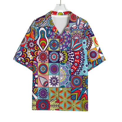 Mandala Tile Bohemian Pattern Print Rayon Hawaiian Shirt