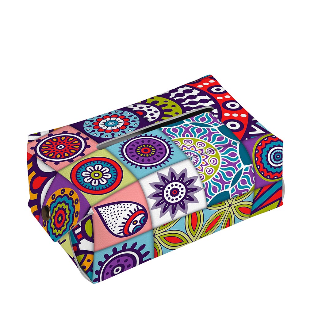 Mandala Tile Bohemian Pattern Print Rectangle Tissue Box Cover