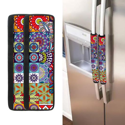 Mandala Tile Bohemian Pattern Print Refrigerator Handle Covers