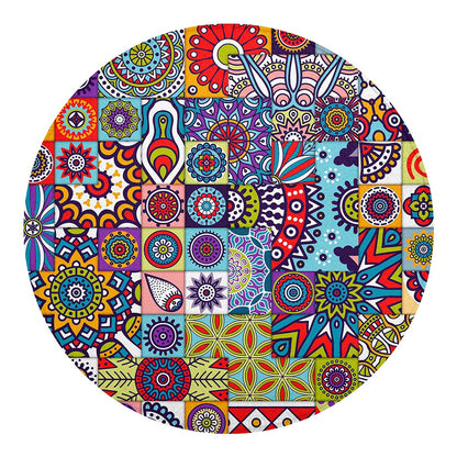 Mandala Tile Bohemian Pattern Print Round Blanket