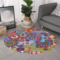 Mandala Tile Bohemian Pattern Print Round Rug