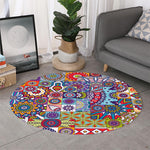 Mandala Tile Bohemian Pattern Print Round Rug