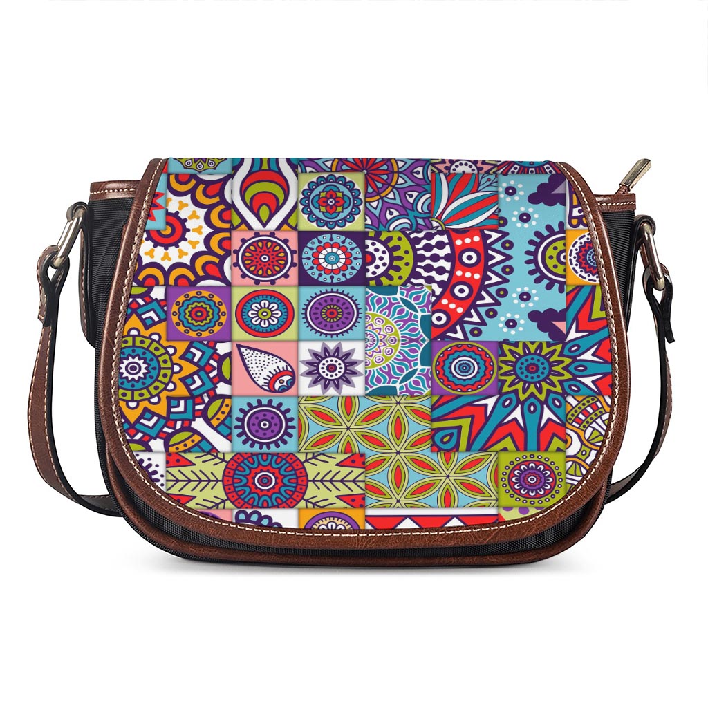 Mandala Tile Bohemian Pattern Print Saddle Bag