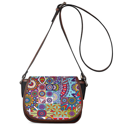 Mandala Tile Bohemian Pattern Print Saddle Bag