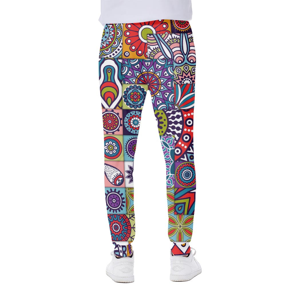 Mandala Tile Bohemian Pattern Print Scuba Joggers