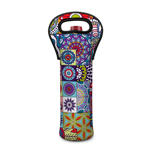 Mandala Tile Bohemian Pattern Print Single Neoprene Wine Tote