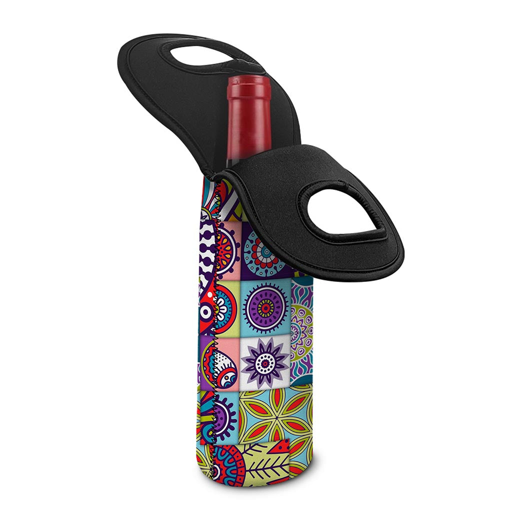 Mandala Tile Bohemian Pattern Print Single Neoprene Wine Tote