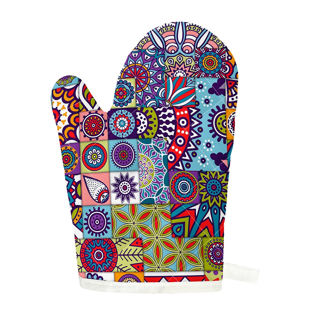 Mandala Tile Bohemian Pattern Print Single Oven Mitt