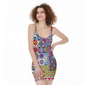 Mandala Tile Bohemian Pattern Print Sleeveless Bodycon Dress