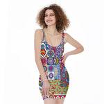 Mandala Tile Bohemian Pattern Print Sleeveless Bodycon Dress