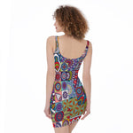Mandala Tile Bohemian Pattern Print Sleeveless Bodycon Dress