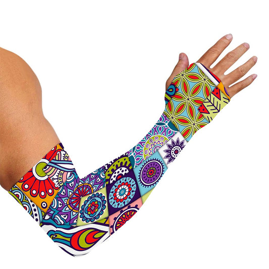 Mandala Tile Bohemian Pattern Print Sun Protection Arm Sleeves