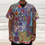 Mandala Tile Bohemian Pattern Print Textured Short Sleeve Shirt