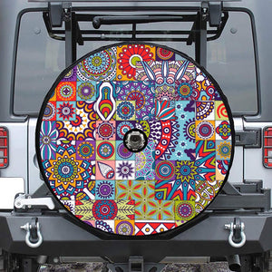 Mandala Tile Bohemian Pattern Print Tire Cover With Camera Hole