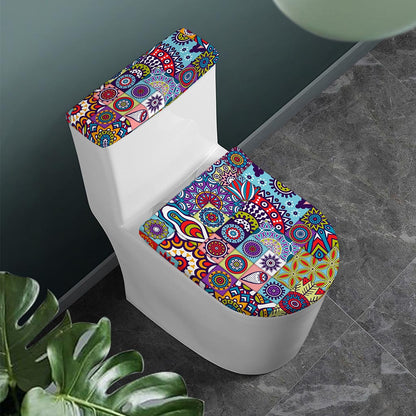 Mandala Tile Bohemian Pattern Print Toilet Lid And Tank Cover Set