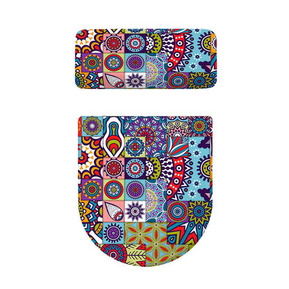 Mandala Tile Bohemian Pattern Print Toilet Lid And Tank Cover Set